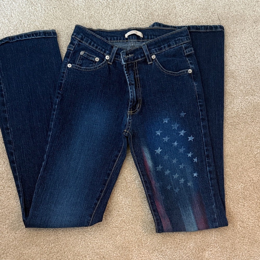 Forever 21 Dark Blue Stars and Stripes Embellished Jeans